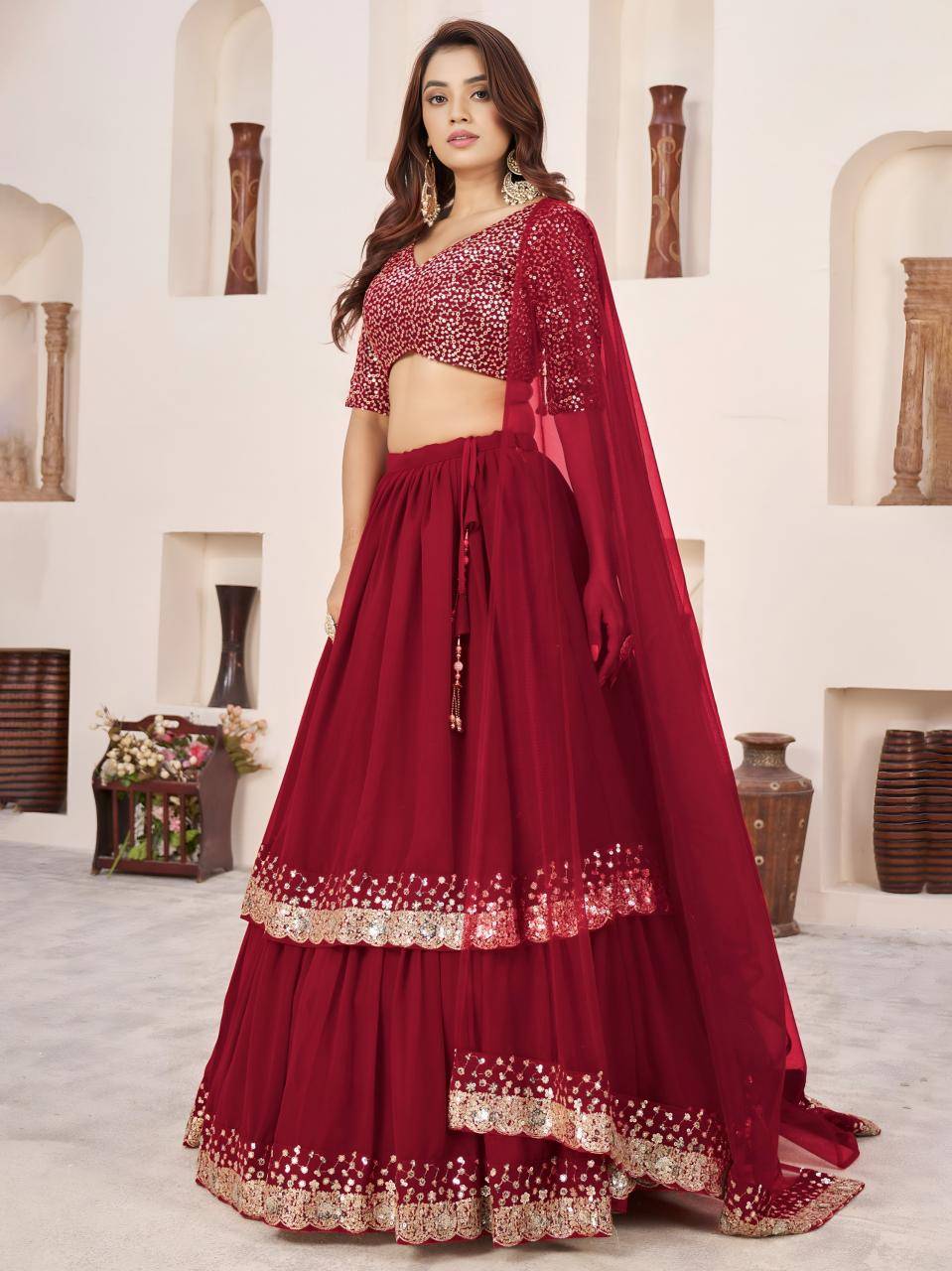 Anchal vol 2 Georgette Red Lehenga choli manufacturers in India